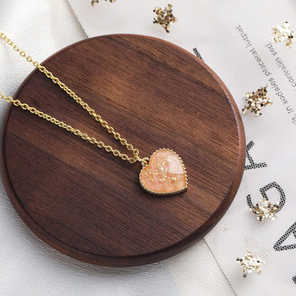 Crystal Heart Pendant Chain Necklace