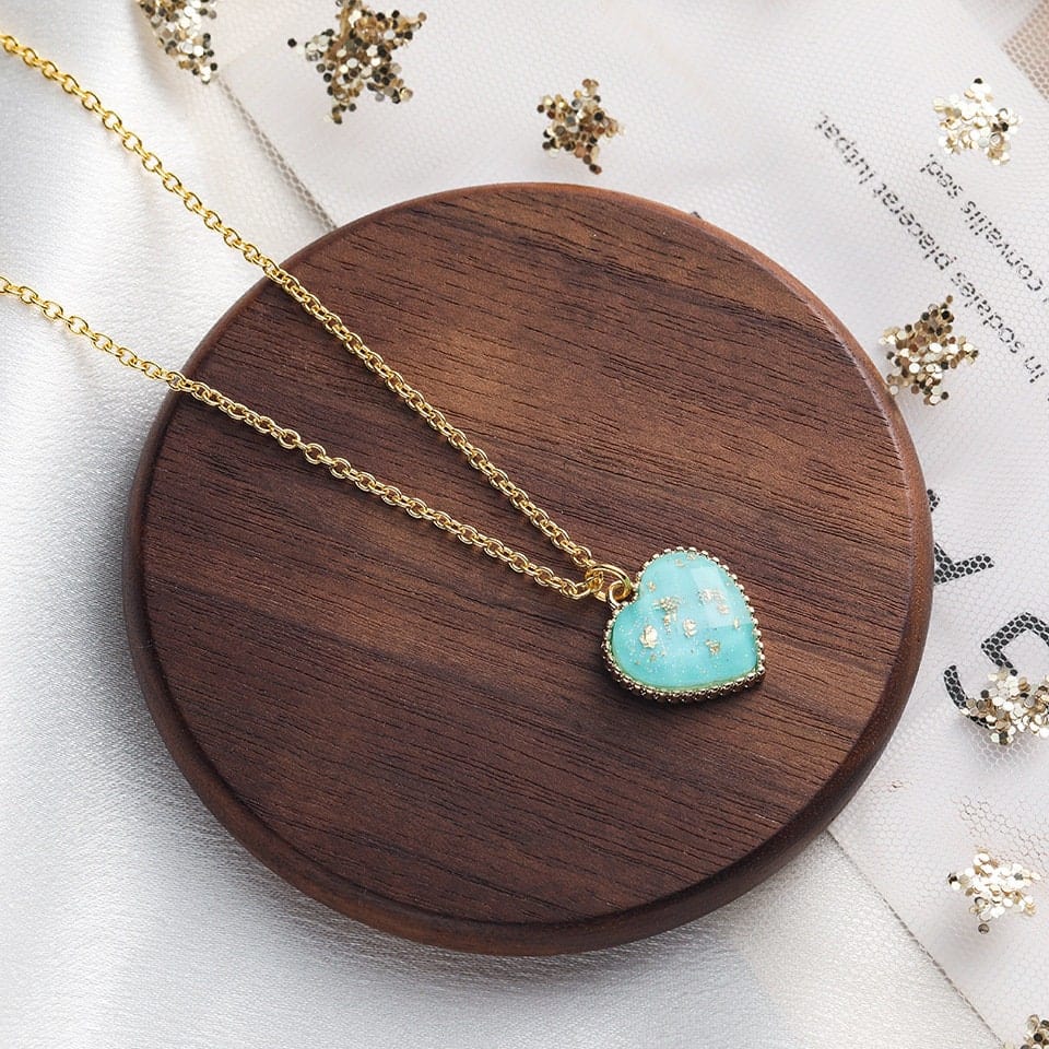 Crystal Heart Pendant Chain Necklace