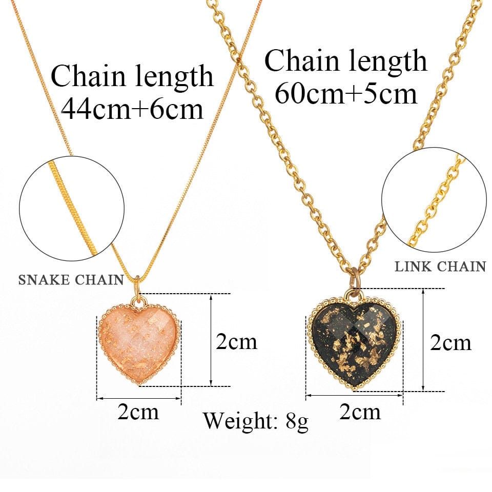 Crystal Heart Pendant Chain Necklace