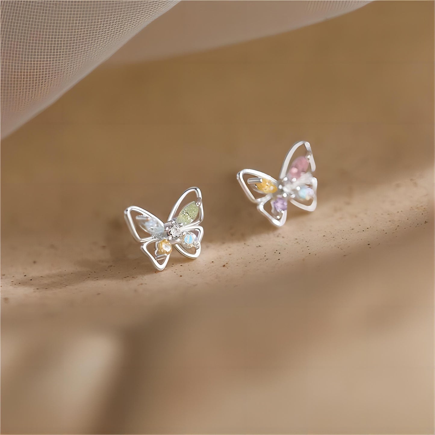 Dainty Silver Butterfly Earrings