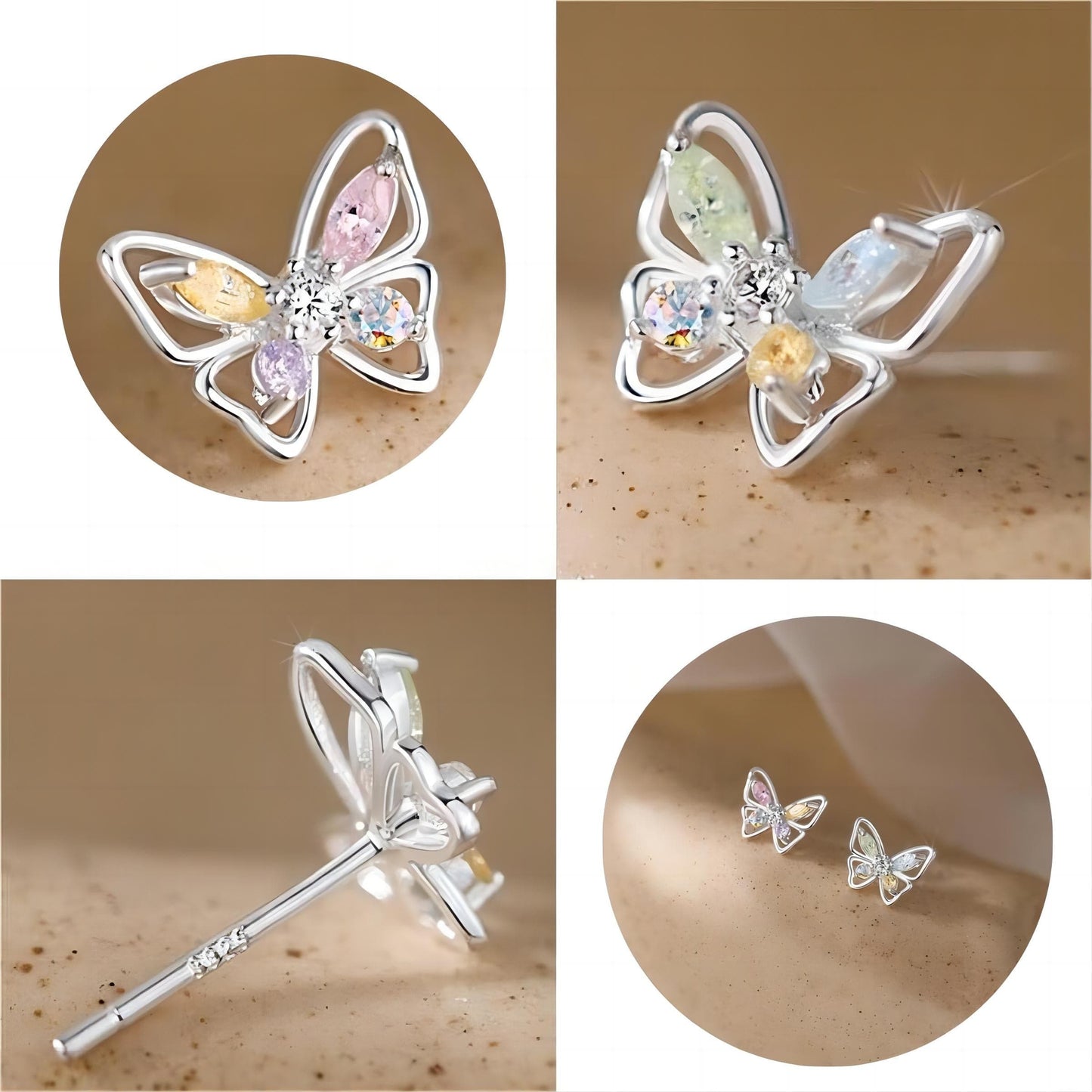 Dainty Silver Butterfly Earrings