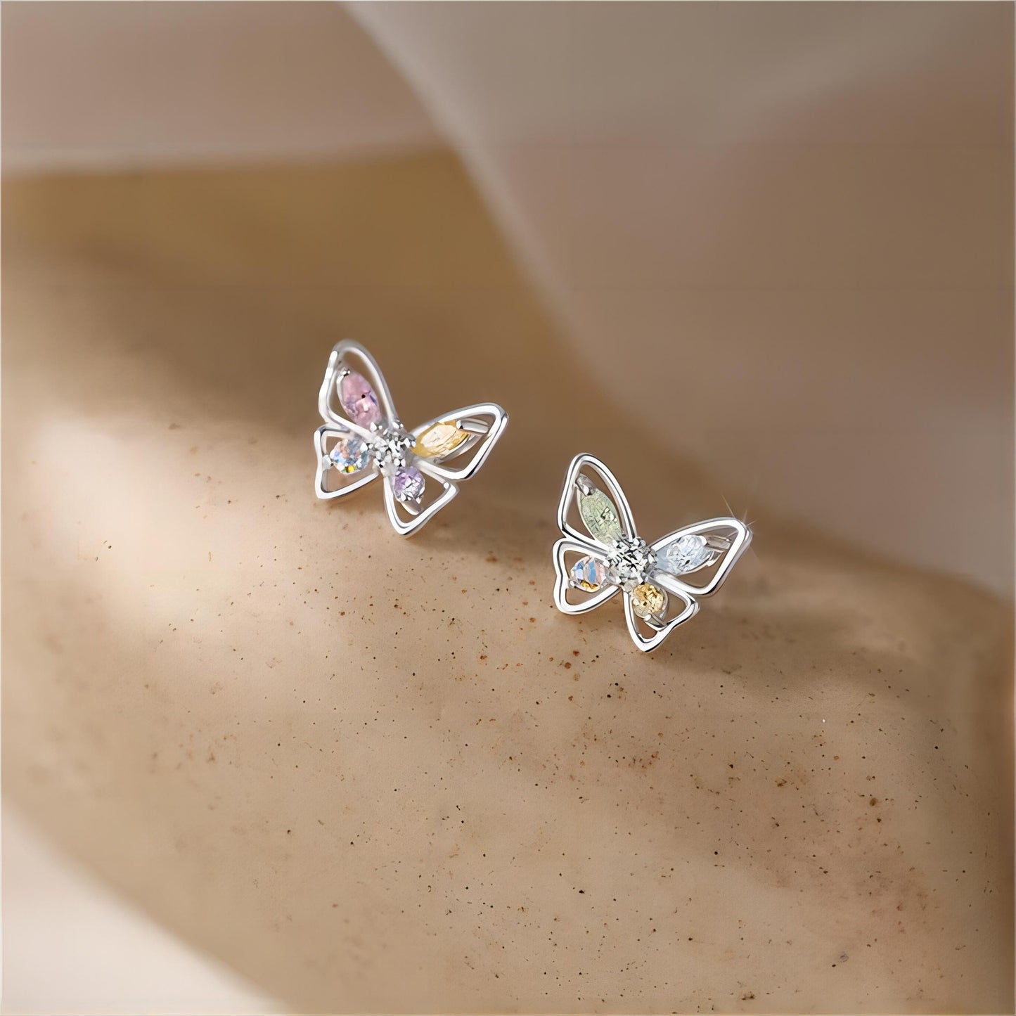 Dainty Silver Butterfly Earrings