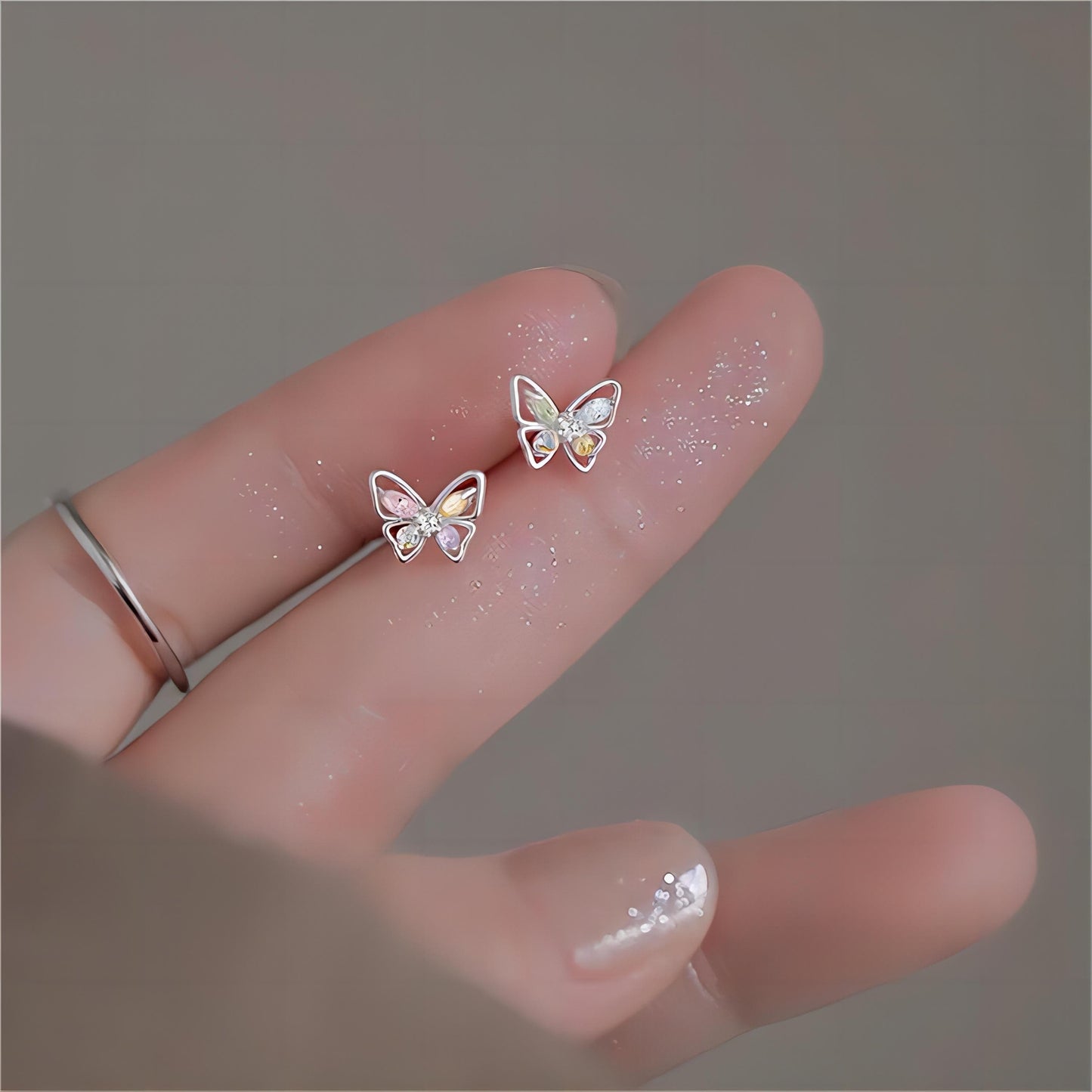 Dainty Silver Butterfly Earrings