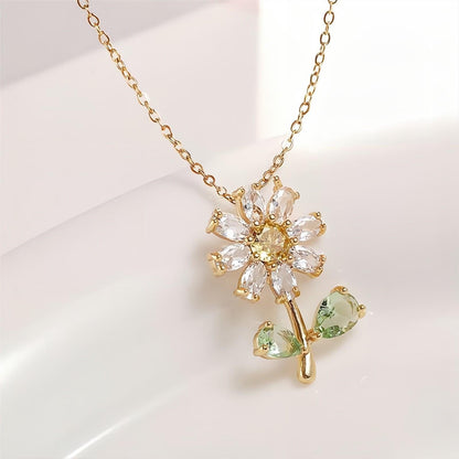 Daisy Flower Necklace Earrings Set