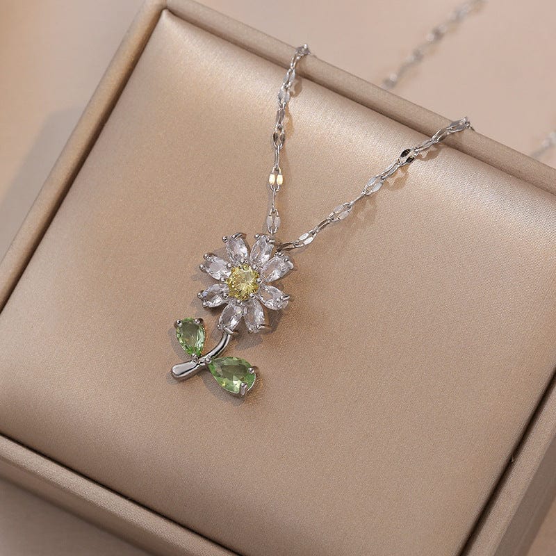 Daisy Flower Necklace Earrings Set