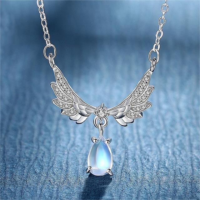 Collier Ailes d'ange en forme de goutte d'eau