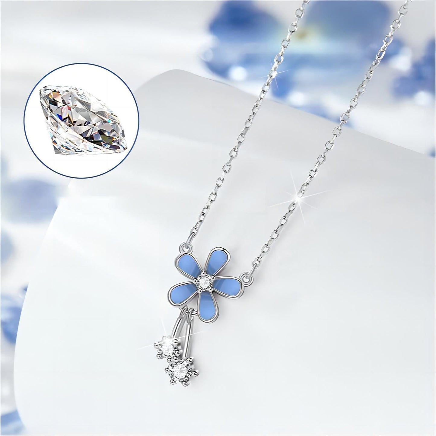 Collier délicat en émail avec marguerites