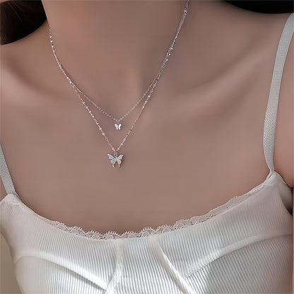 Dainty Layering Butterfly Necklace