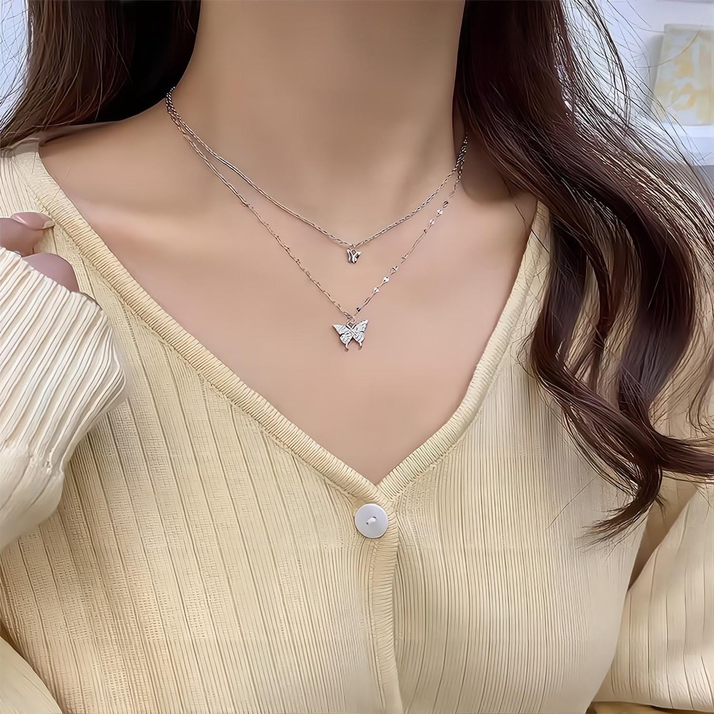 Dainty Layering Butterfly Necklace