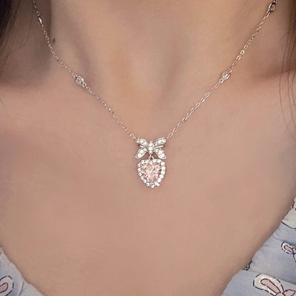 Crystal Bowknot Heart Necklace W521