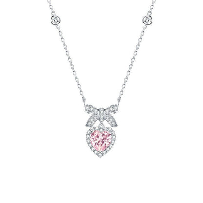 Crystal Bowknot Heart Necklace W521