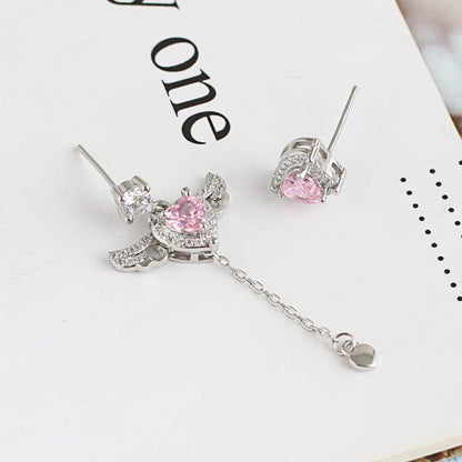 Crystal Cupid Heart Wings Earrings