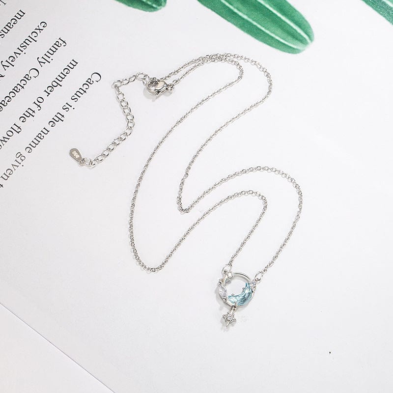 Collier étoile turquoise avec phases de lune