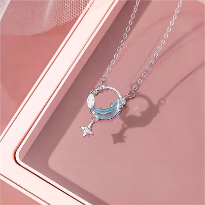 Collier étoile turquoise avec phases de lune