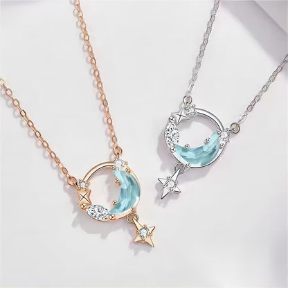 Collier étoile turquoise avec phases de lune