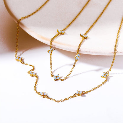 Dainty Crystal Flower Necklace