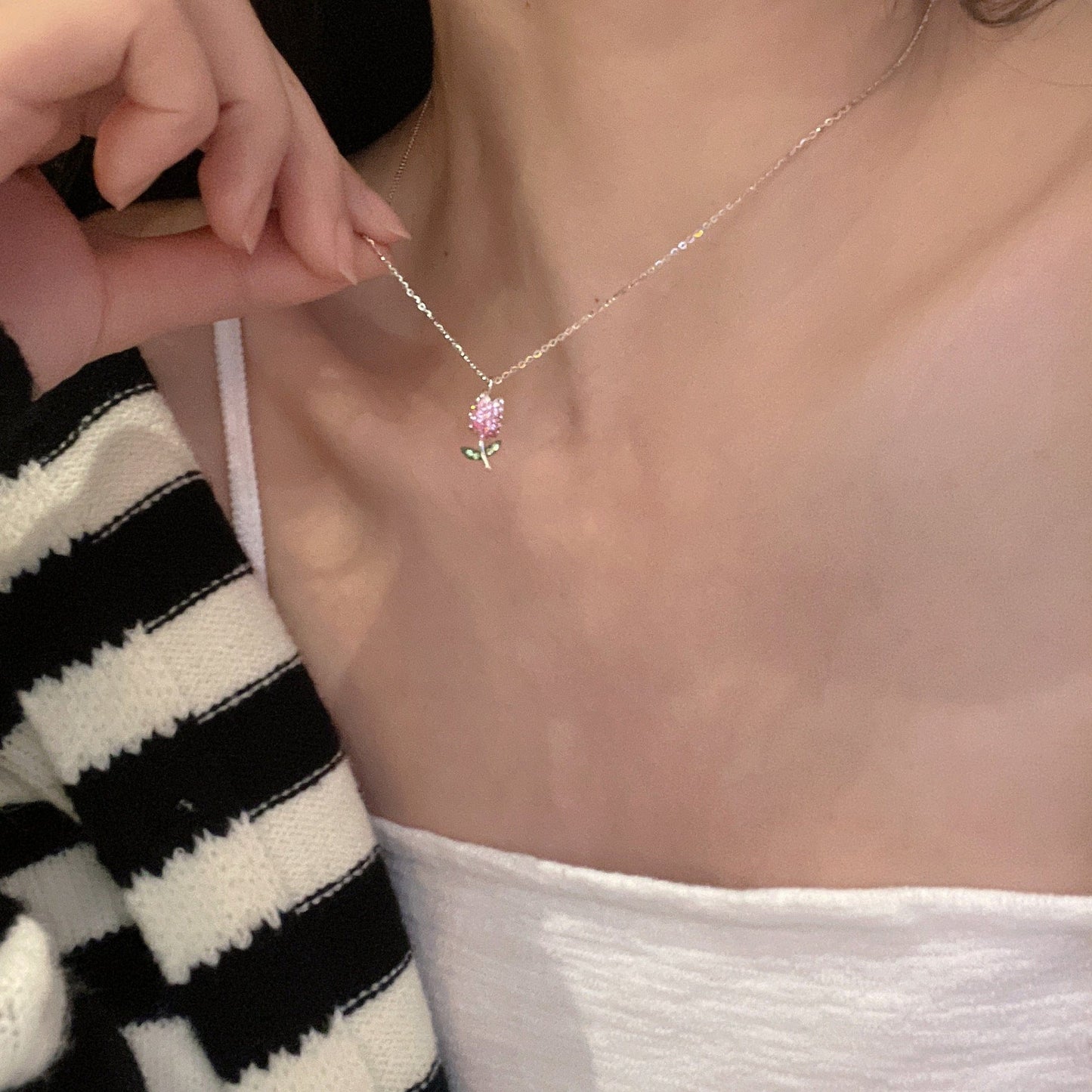 Collier chaîne tulipe fait main