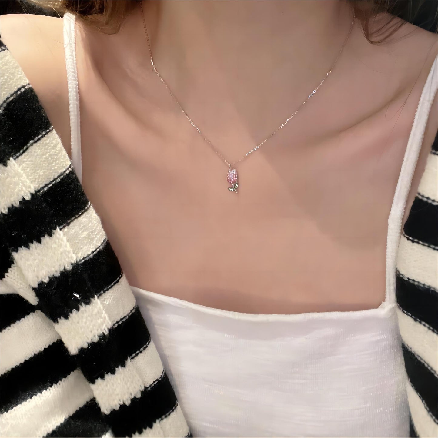 Collier chaîne tulipe fait main