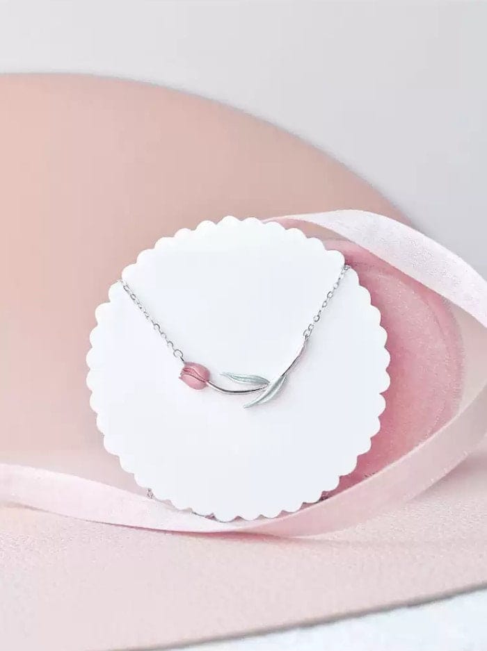 Pink Tulip Chain Necklace