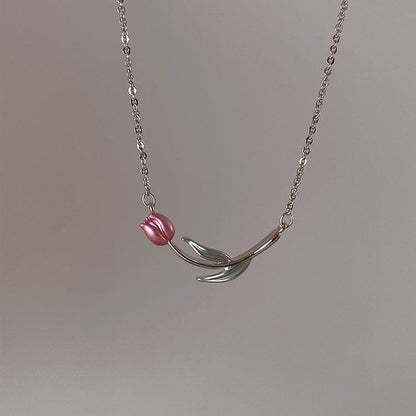 Pink Tulip Chain Necklace