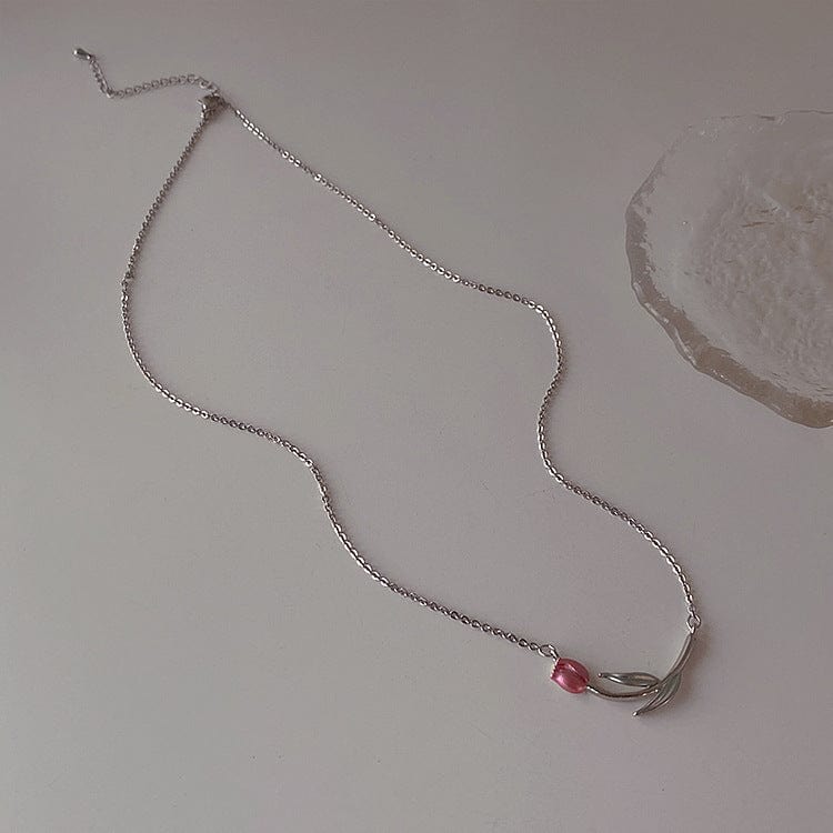 Pink Tulip Chain Necklace