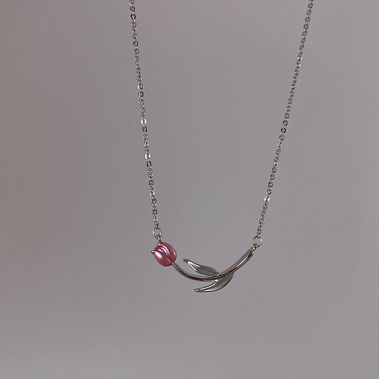 Pink Tulip Chain Necklace