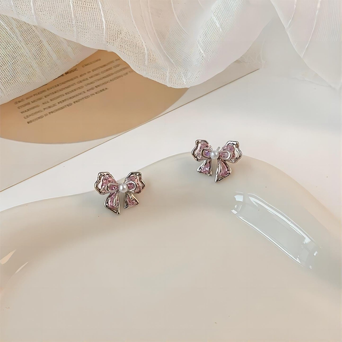 Dainty Bowknot Pearl Earrings