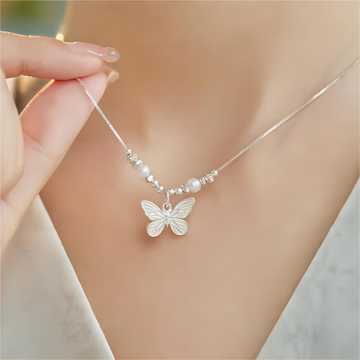 Silver Butterfly Necklace