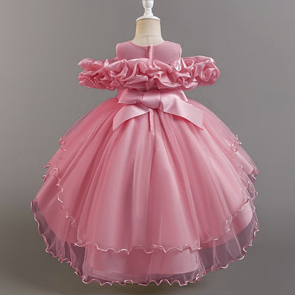 Kids Sleeve Flower Short Dress Party Wedding Floral Girls'