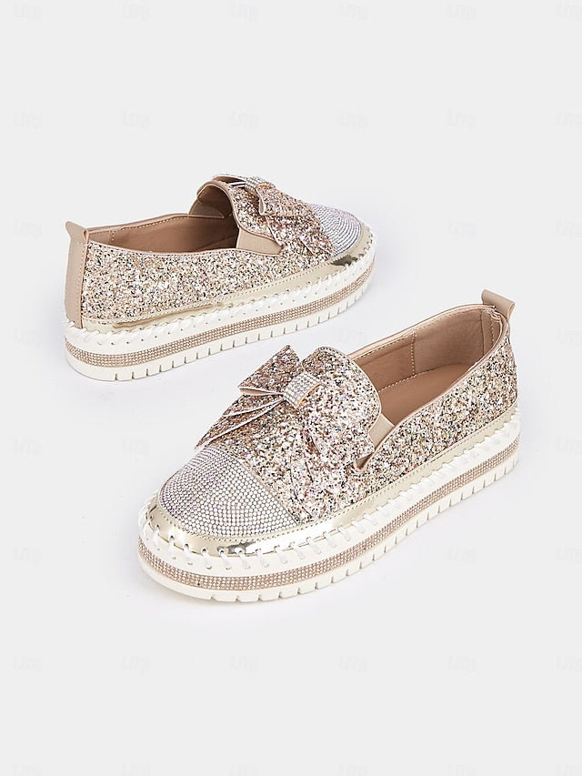 Loafers Rhinestone Slip-On for Women Sparkling – Glittery