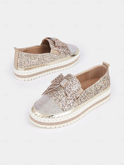 Loafers Rhinestone Slip-On for Women Sparkling – Glittery