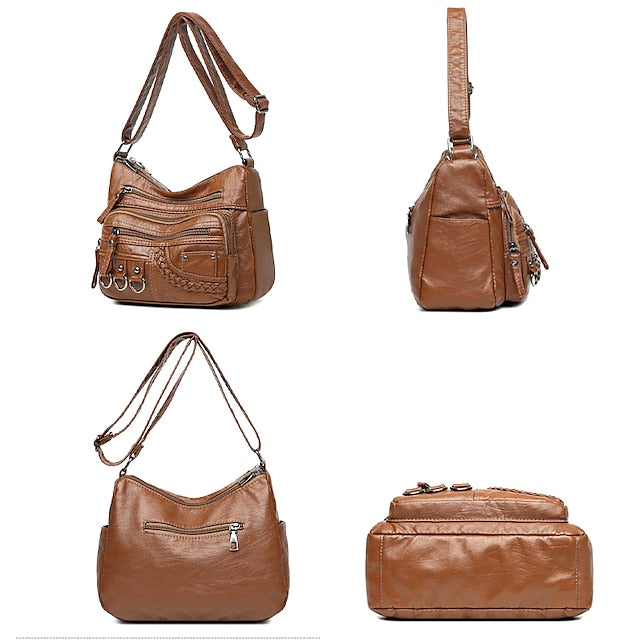 Multiple Crossbody with Vintage Leather Women's Faux Bag