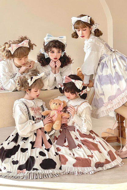 Cow Print Ruffled Bow Lolita JSK in Multiple Colors