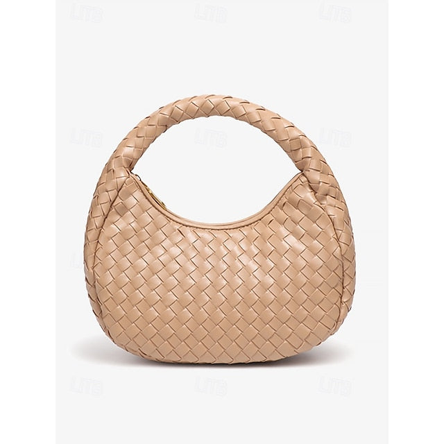 Leather Elegant Woven Chic Bag Women's Hobo – Round Ivory