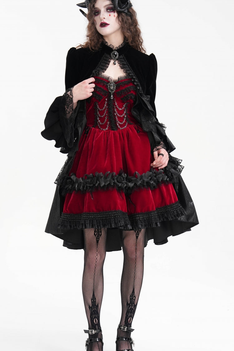 Ruffled Lace Gothic Jacket - Women's Dark Mesh Style