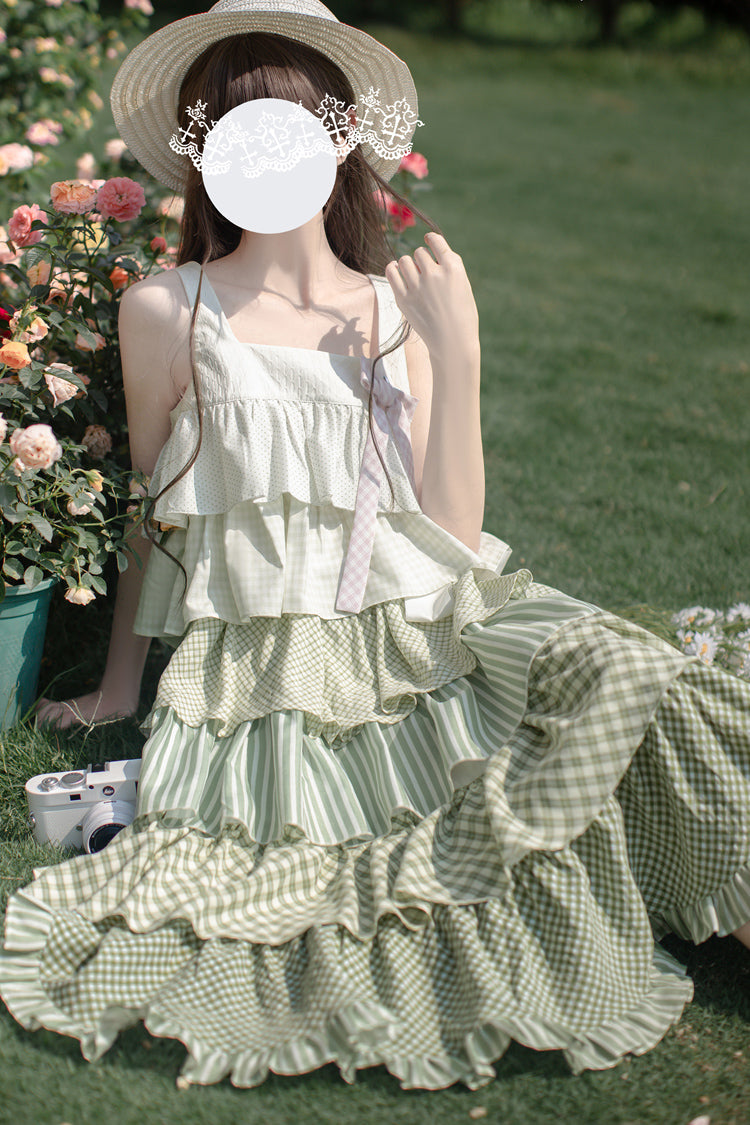 Emerald Forest Multi-Layered Ruffle Holiday Sweet JSK Dress