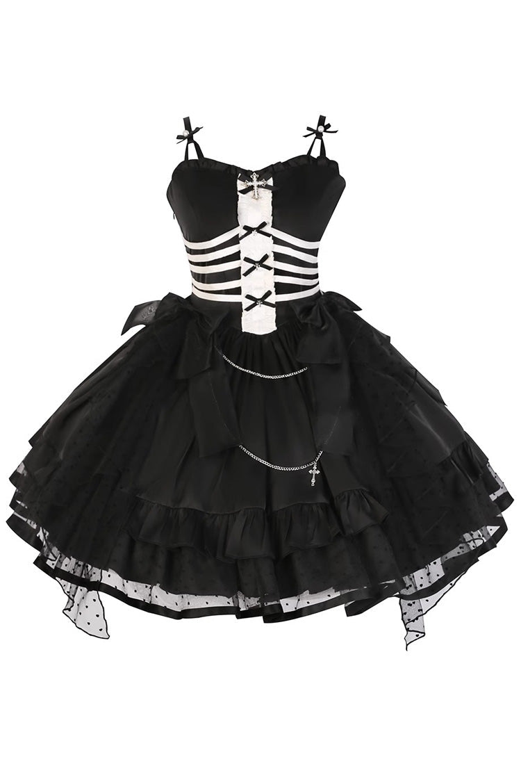 Prisoner-Inspired Ruffle Bow Gothic Princess JSK Dress