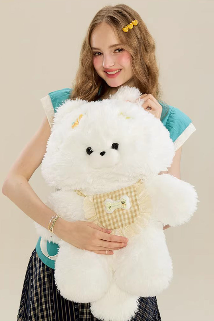 Ivory Cute Samoyed Plush Dog Backpack for Lolita Style
