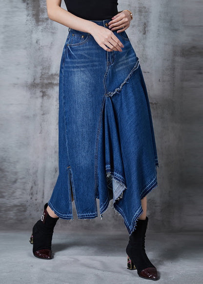 Modern Blue Asymmetrical Exra Large Hem Denim Skirt Summer QA1009