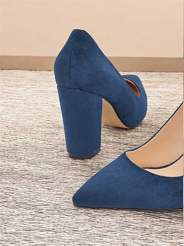 Classic Women's Pointed High Heels Heel Toe | Block Suede