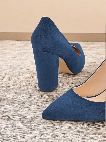 Classic Women's Pointed High Heels Heel Toe | Block Suede