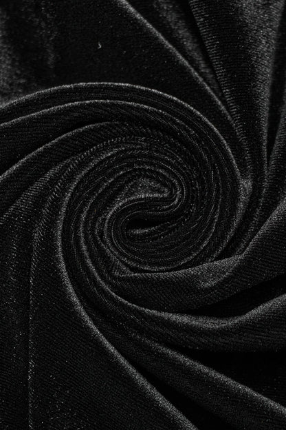 Crimson & Obsidian Ruffle Rose Embroidery Lace-Up Fishtailed Skirt