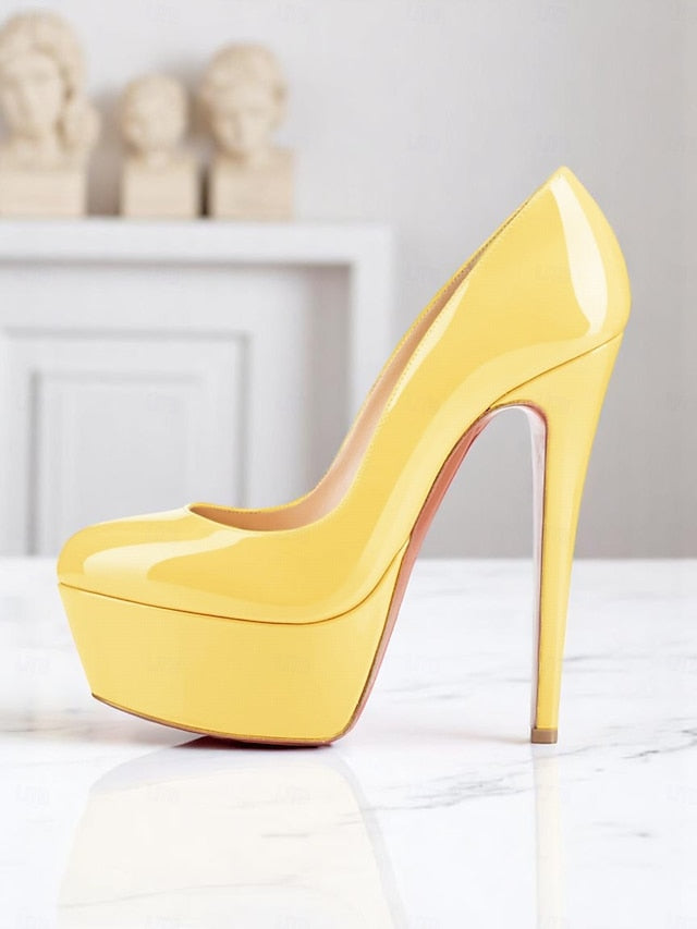 Pointed-Toe Patent with Heels Black and Platform Women's