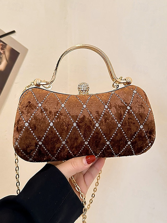 Velvet Accents Women's Purse Evening with Quilted - Diamond