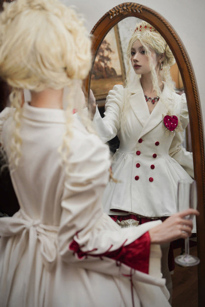 Ivory Asymmetric Double-Breasted Gothic Tailcoat