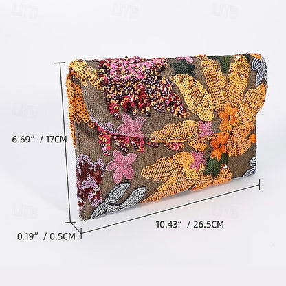 Floral Handheld Embroidered Clutch Bag Evening Women's -