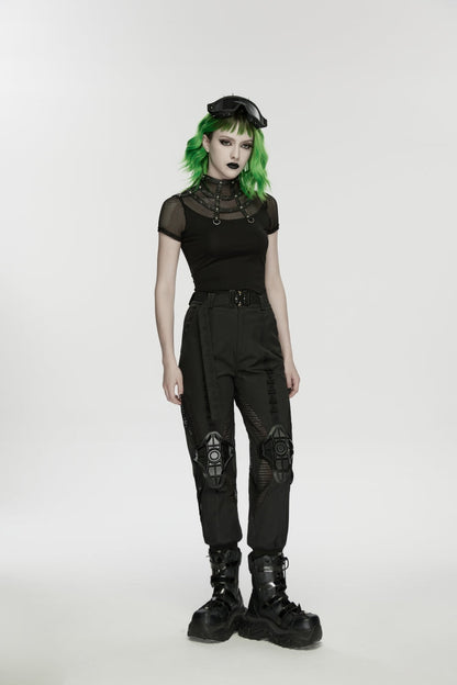 Punk T-Shirt with Rivets and Eyelets for Women
