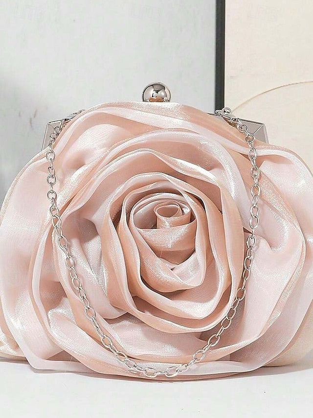 Satin Clutch Rose Women's – Flower Evening Purse Elegant