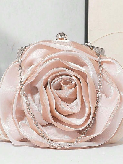 Satin Clutch Rose Women's – Flower Evening Purse Elegant