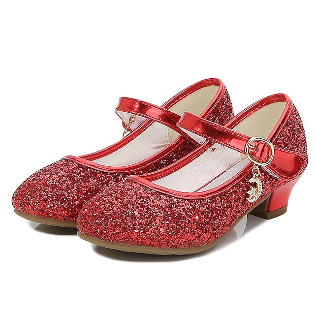 Heel Low Girls' Sparkly - Shoes Mary Jane Glitter